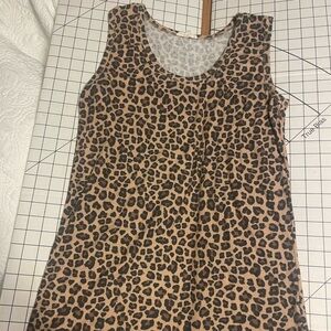 Easel Tan and Black Leopard Print Top